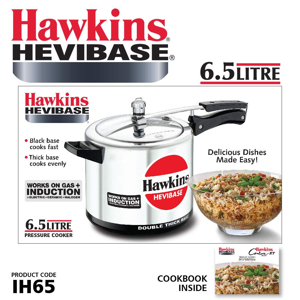 Hawkins Hevibase Aluminium Inner Lid Pressure Cooker - Induction Base, Silver, IH65, 6.5 l-2.webp